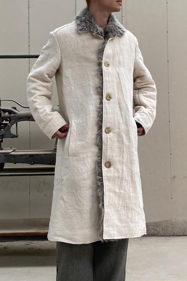 By WALID rolled linen jacket customized in the shear lining